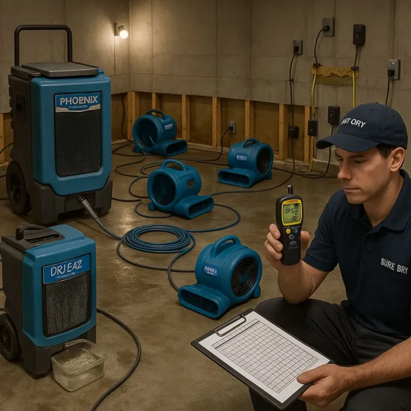 Structural Drying and Dehumidification process in Orange, CA